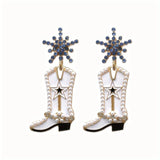 Cowboyboots-örhängen med pärlor och snöflinga