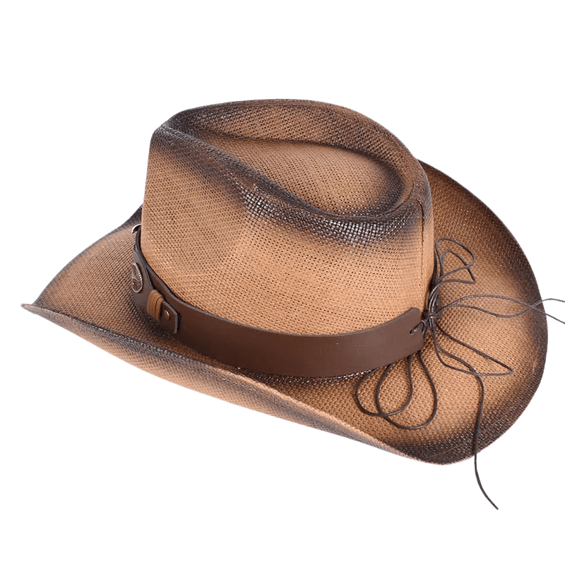 Cowboyhatt i Flätad Halmlook med Solskärm