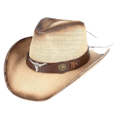 Cowboyhatt i Flätad Halmlook med Solskärm