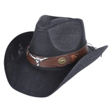 Cowboyhatt i Flätad Halmlook med Solskärm