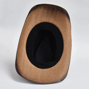 Cowboyhatt i halm med broderat bälte