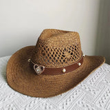 Cowboyhatt i halm med hjärta