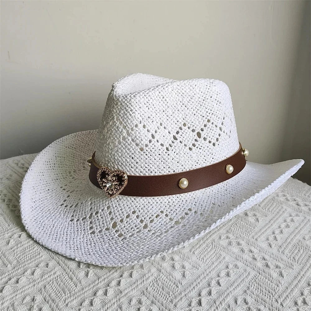 Cowboyhatt i halm med hjärta