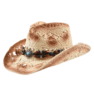 Cowboyhatt i halm med pärlor