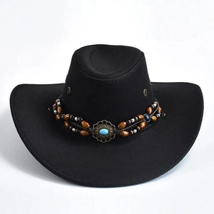 Cowboyhatt i konstmocka med pärlor Svart / 56-58cm