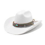 Cowboyhatt i mjuk filt med turkos pärldetalj Vit / 57-59cm