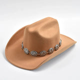 Cowboyhatt i mjuk filtlook med silverdekorerad hattrem