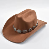 Cowboyhatt i mjuk filtlook med silverdekorerad hattrem