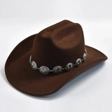 Cowboyhatt i mjuk filtlook med silverdekorerad hattrem