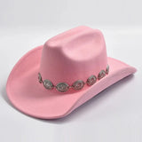 Cowboyhatt i mjuk filtlook med silverdekorerad hattrem