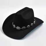 Cowboyhatt i mjuk filtlook med silverdekorerad hattrem