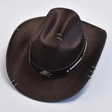 Cowboyhatt i mjuk mockaimitation med stjärndetaljer