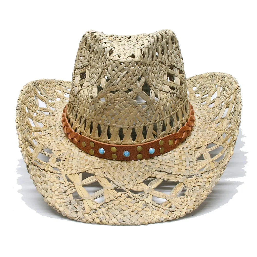 Cowboyhatt i strå Halmbeige