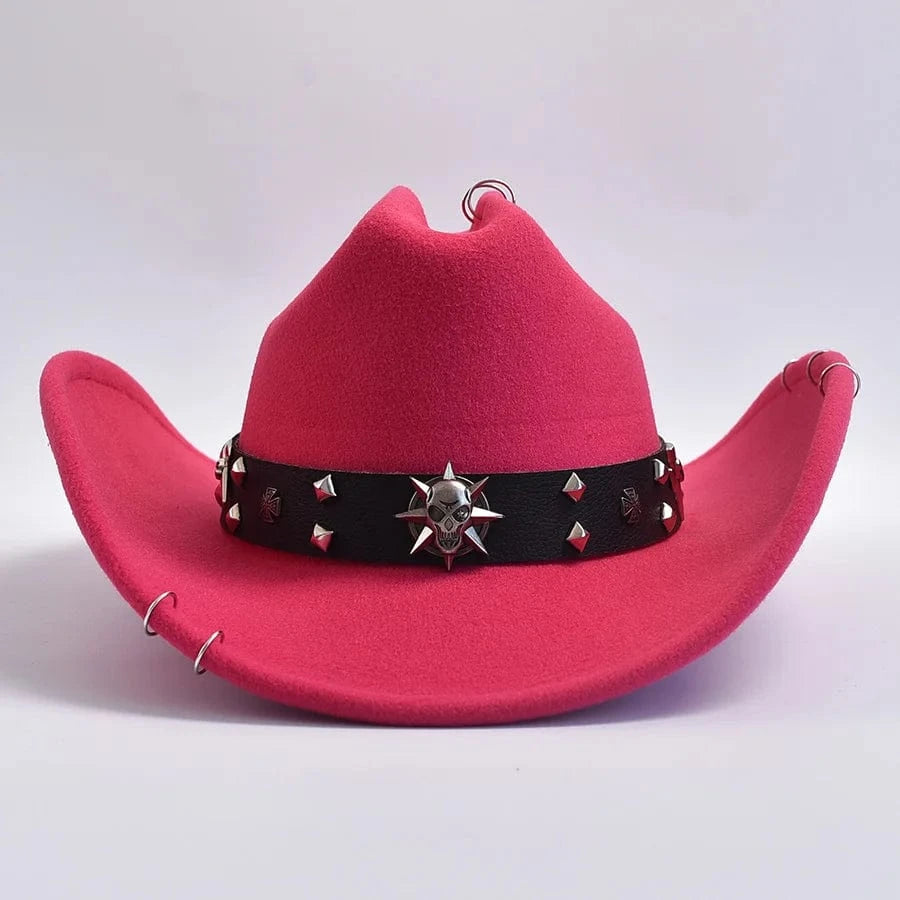 Cowboyhatt med dödskalle Fuchsia / One Size