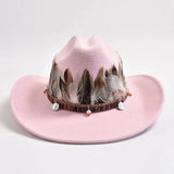 Cowboyhatt med Fjädrar Rosa / 58-59cm