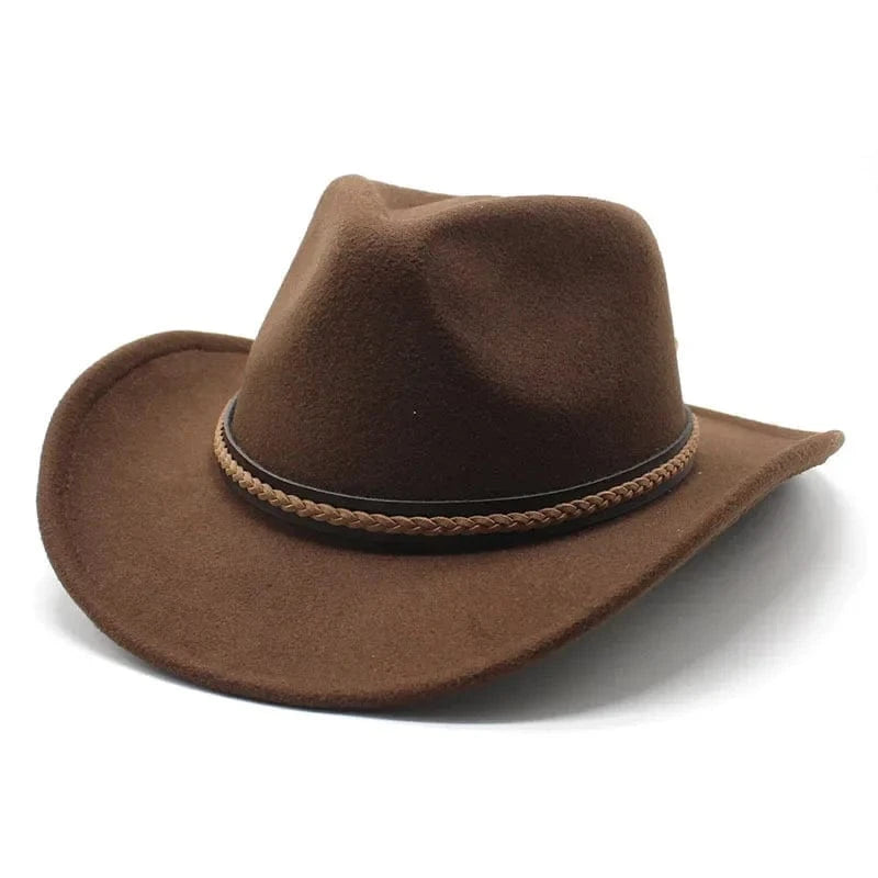 Cowboyhatt med läderfläta Brun / 56-58cm
