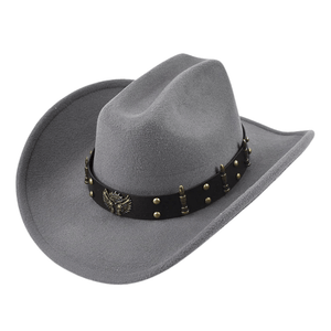 Cowboyhatt med prydnadsband Grå / Kan justeras