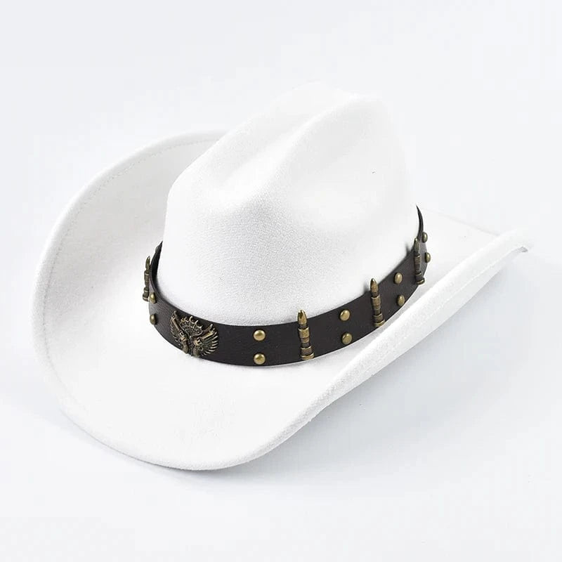 Cowboyhatt med prydnadsband Vit / Kan justeras