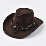 Cowboyhatt med stjärnmönster och dekorerat bälte Mörkbrun / Kan justeras