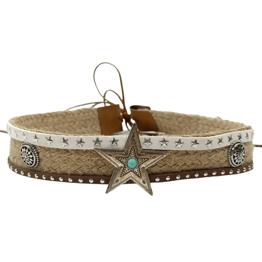 Cowboyhattband med turkosstjärna