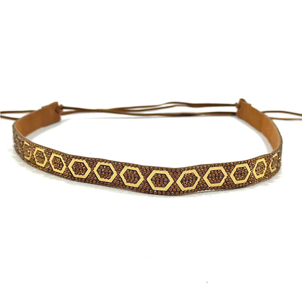 Cowboyhattband strass och hexagonmönster