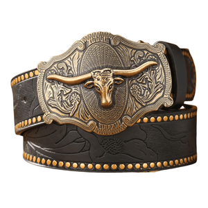 Cowboyläderbälte Nötkreatur Svart / 120cm