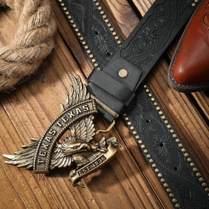 Cowboyläderbälte med Texas örnspänne