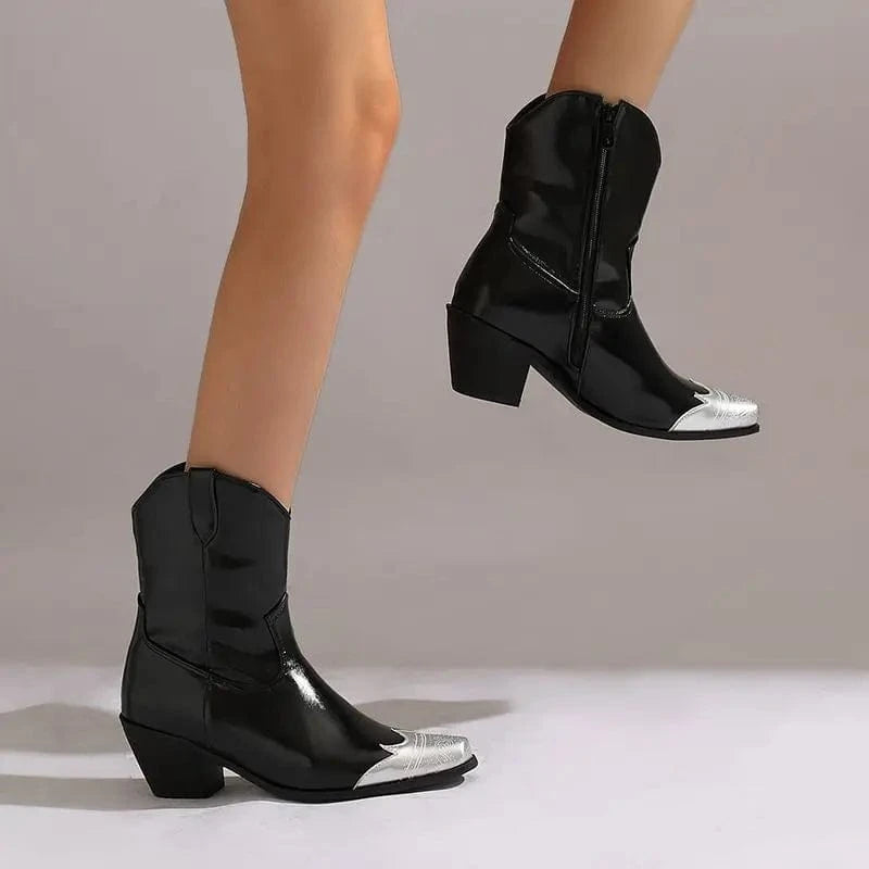 Cowgirl-Ankelboots med Metalltå