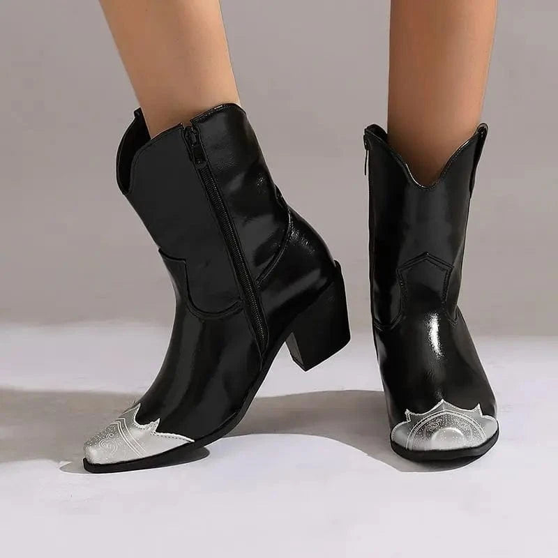 Cowgirl-Ankelboots med Metalltå