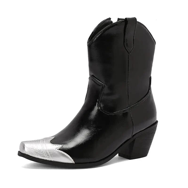 Cowgirl-Ankelboots med Metalltå Svart / 35