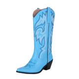 Cowgirl Boots med Broderad Westernstil och Spetsig Tå Blå / 37