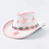Cowgirlhatt i filt med rosa stjärnor