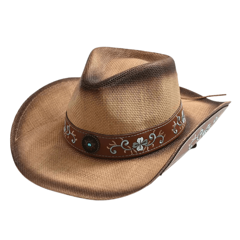 Cowgirlhatt med Blommig Brodyr