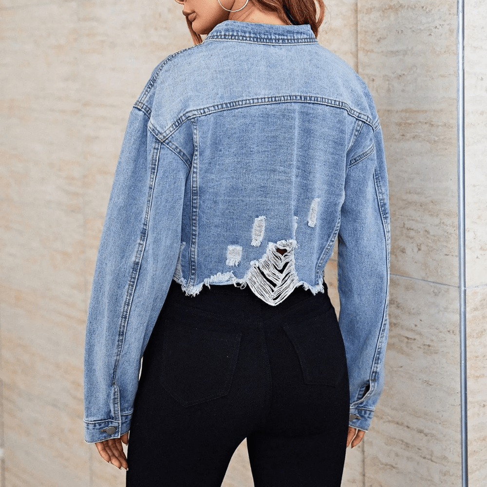 Cropped denim jacka