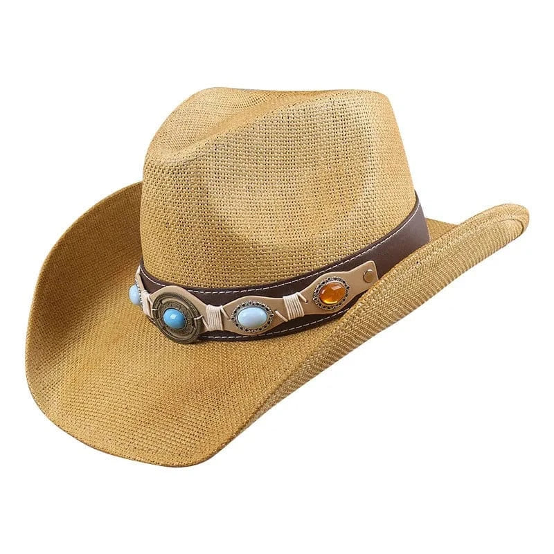 Elegant Western Cowboyhatt med Smyckesdetaljer Ljusbeige / 56-58cm