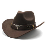 Filt cowboyhatt med oxhuvud Brun / One Size