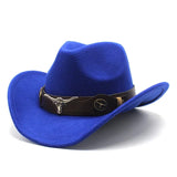 Filt cowboyhatt med oxhuvud safirblå / One Size