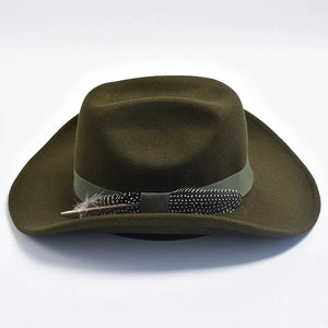 Filt Westernhatt med Fjäder