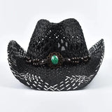 Flätad boho cowboyhatt Svart / One Size