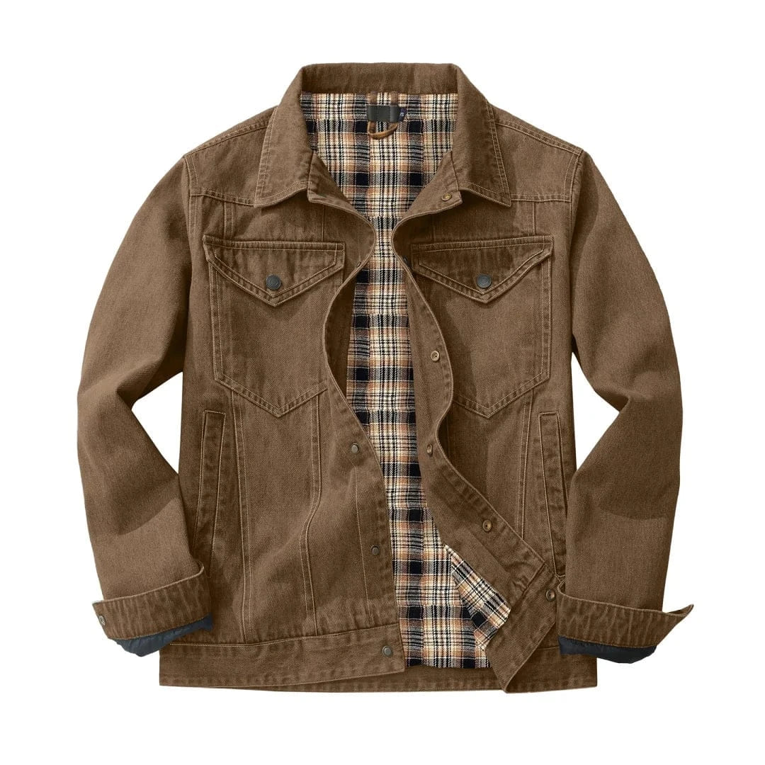 Fodrad denim jacka herr Brun / S