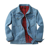Fodrad jeansskjorta herr i cowboy-stil