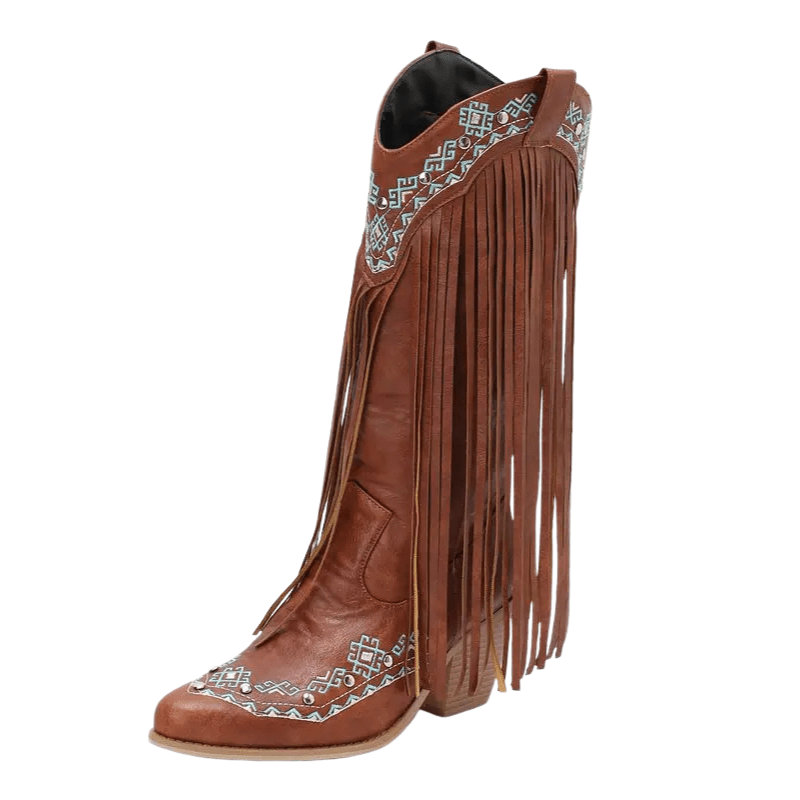 Fransboots med Broderi i Westernstil