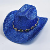 Glittrig cowboyhatt med strass Kunglig blå / One Size