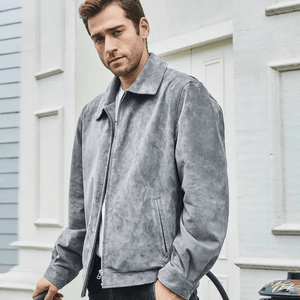 Grå mocka harrington jacka herr