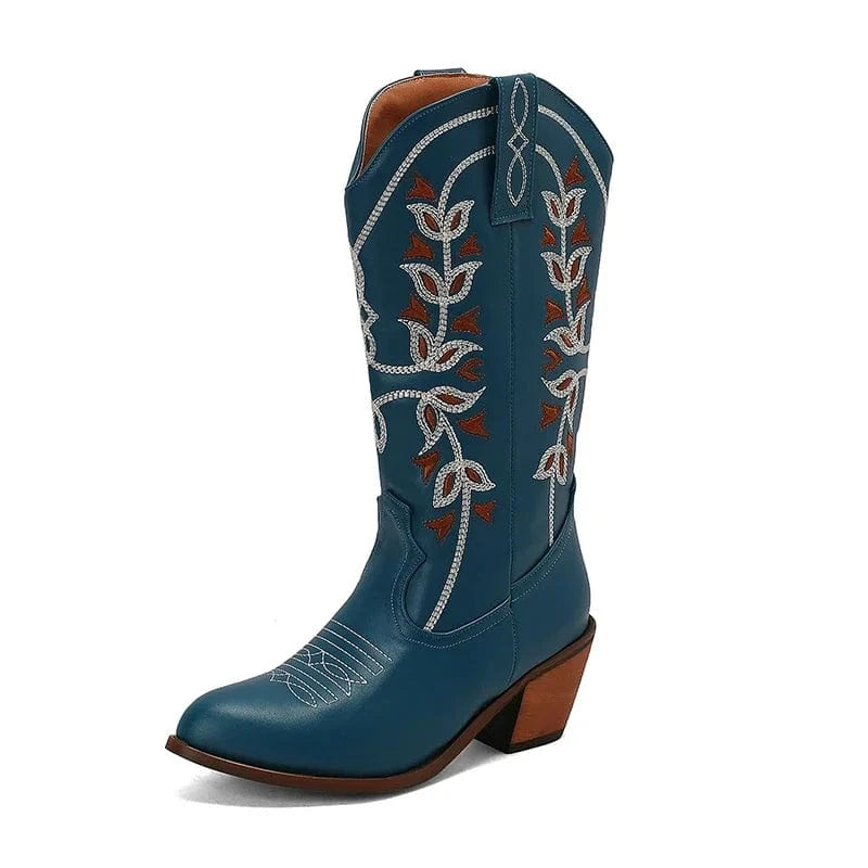 Höga Cowboyboots med Broderi för Dam