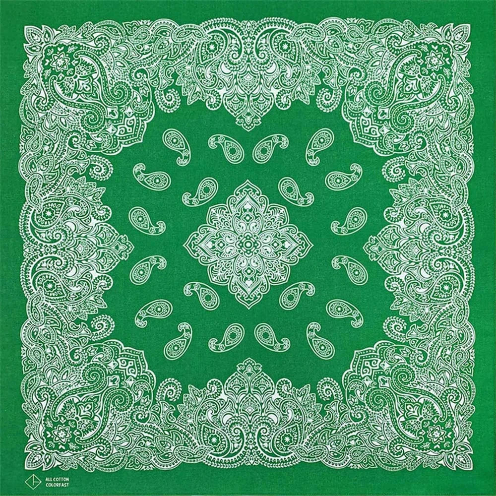 Grön Bandana med Paisley Mandala-mönster