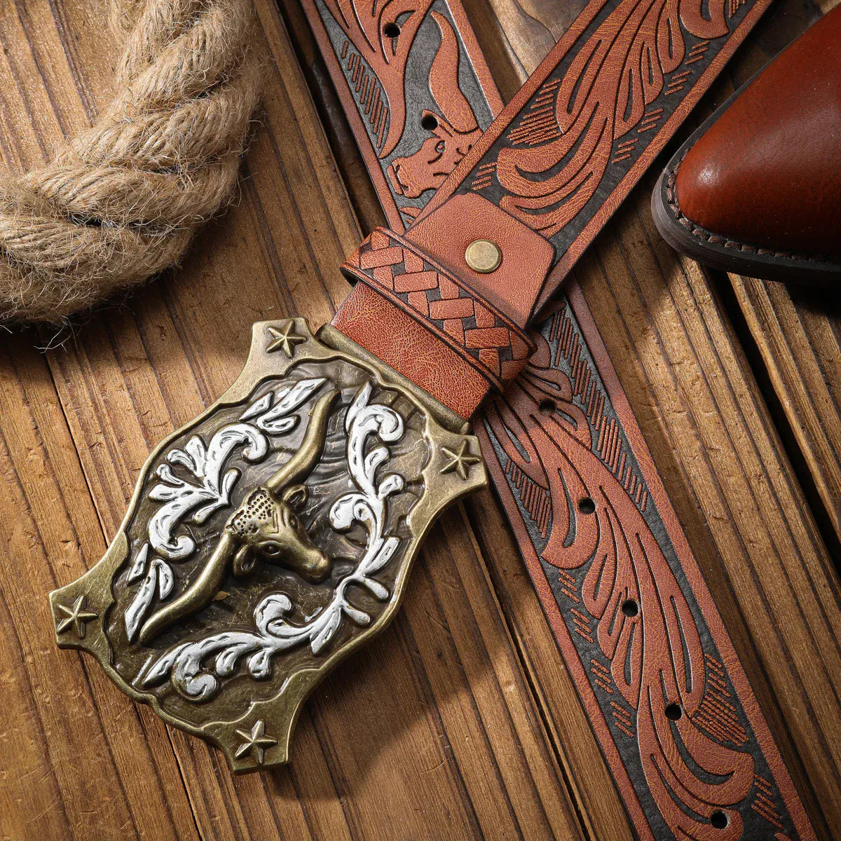 Herr­ cowboybälte longhornspänne