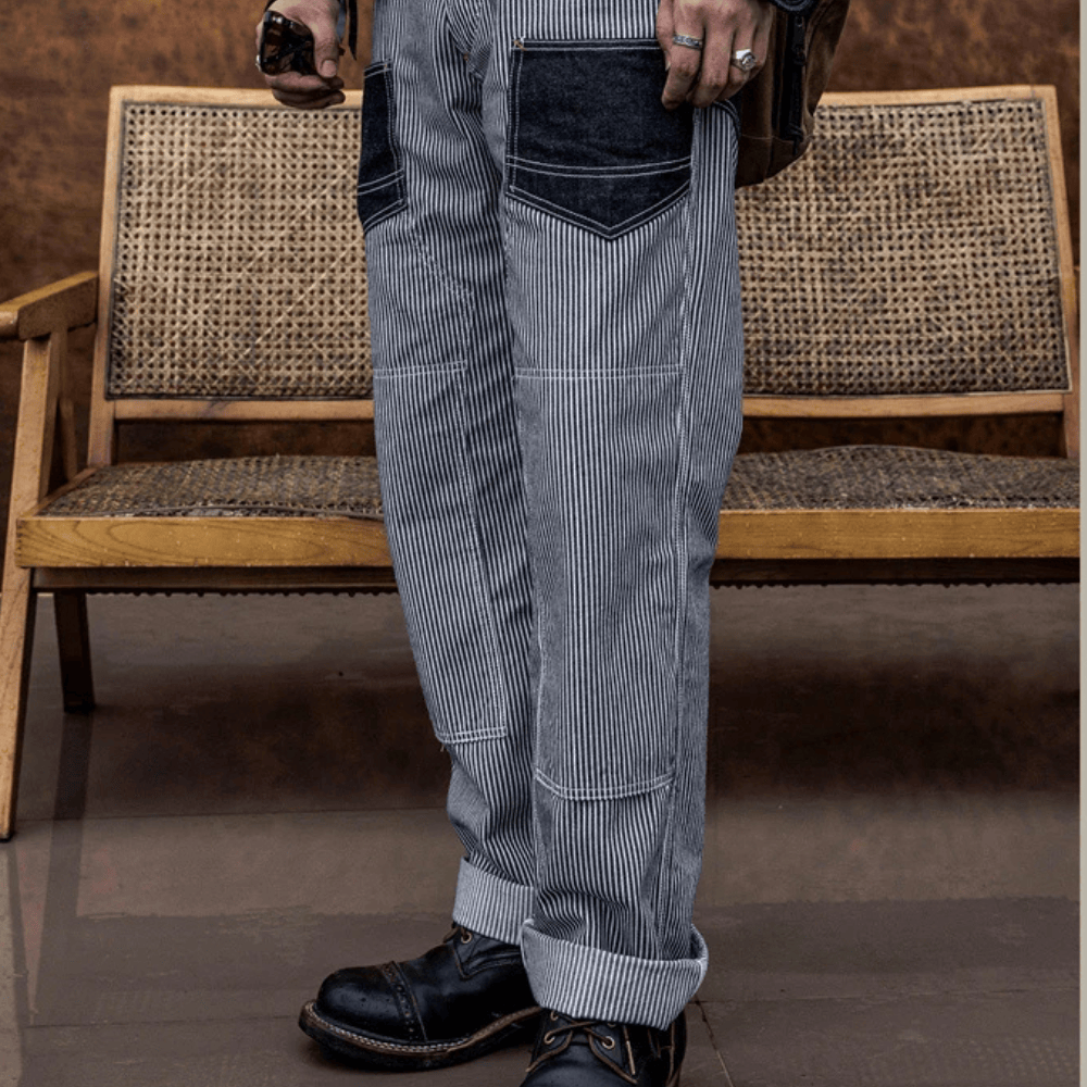 Hickoryrandiga jeans herr