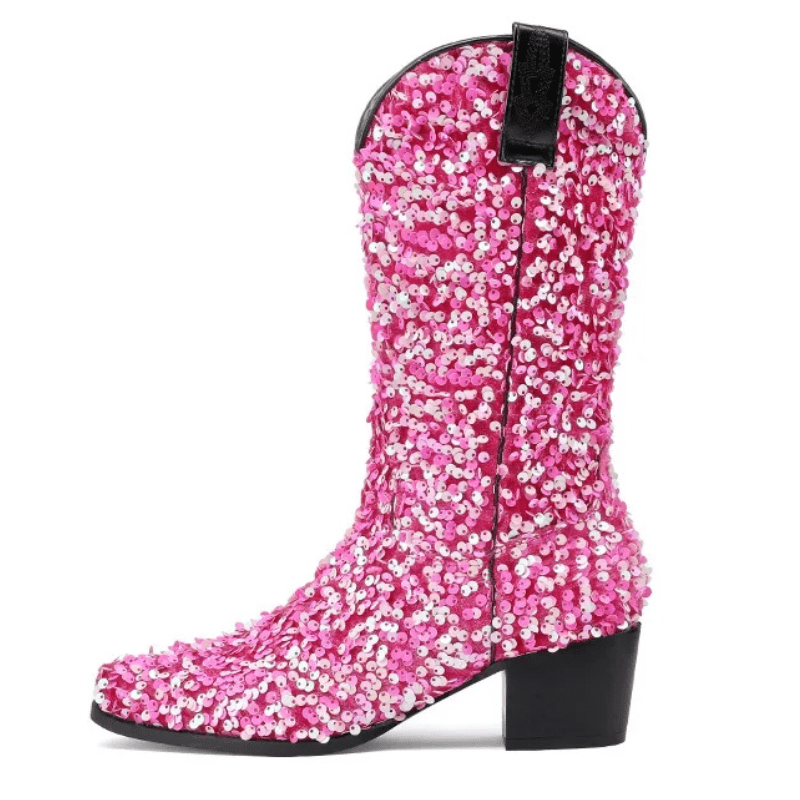 Höga Cowboyboots med Paljetter för Dam