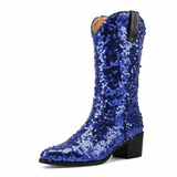 Höga Cowboyboots med Paljetter för Dam